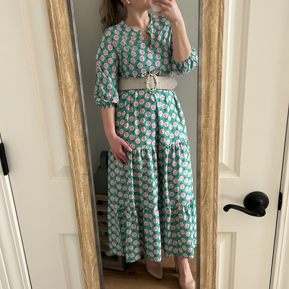 Green Floral Kimono Dress